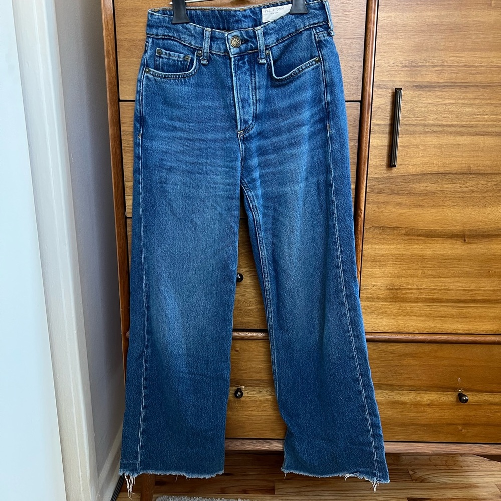 Rag & Bone Blue Wide Leg Jeans - Picture 2 of 7